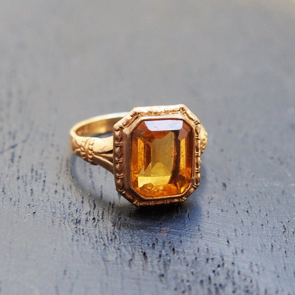 Vintage Jewelry - Vintage 14k 1/40 RGP Simulated Citrine Ring